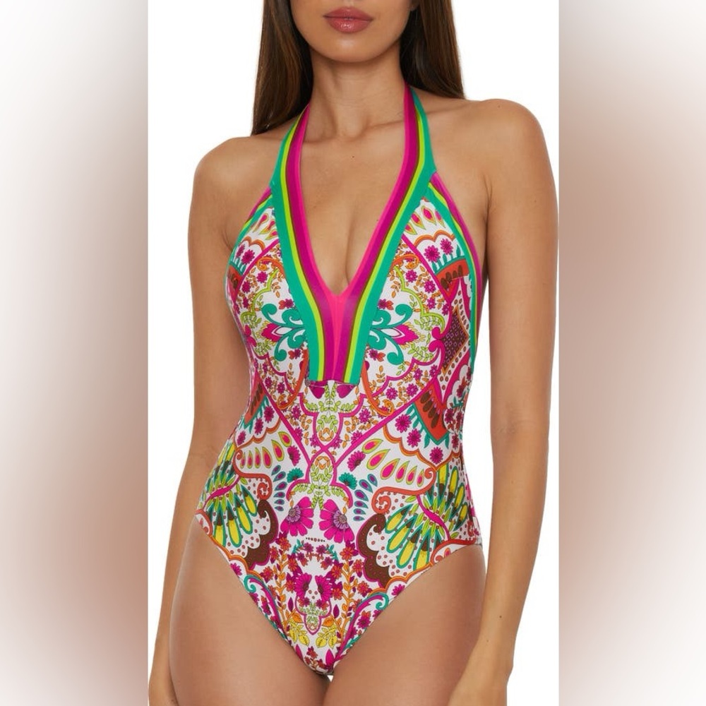 Trina Turk Plunge One- Piece Swimsuit
